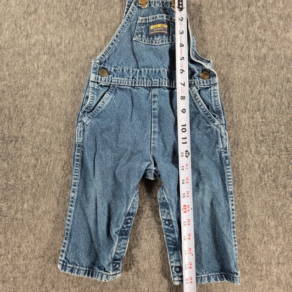 Vintage OshKosh B'Gosh Overalls Kids 24M Blue Denim Vestbak USA Cotton